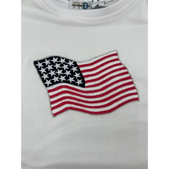 Paul Harris Design Women's White American Embroidered Flag T-Shirt Size L - Picture 6 of 8